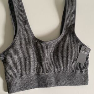 Aerie Ribbed Bralette Gray NWT